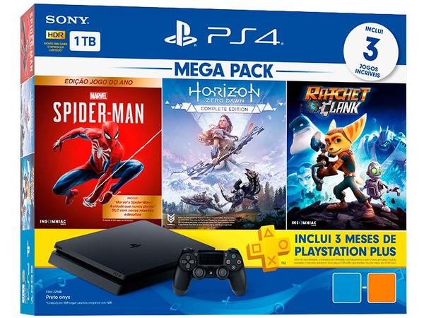 Blue Games, Playstation 4 Slim 1TB com 3 jogos, Pack PS4