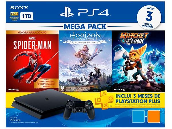 Console Playstation 4 Slim 1TB Mega Pack 4 com 3 Jogos